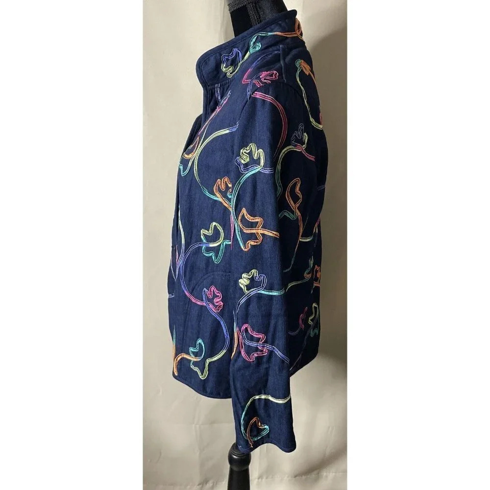 Koret Chambray Button Jacket Multi Color Ribbon D… - image 4